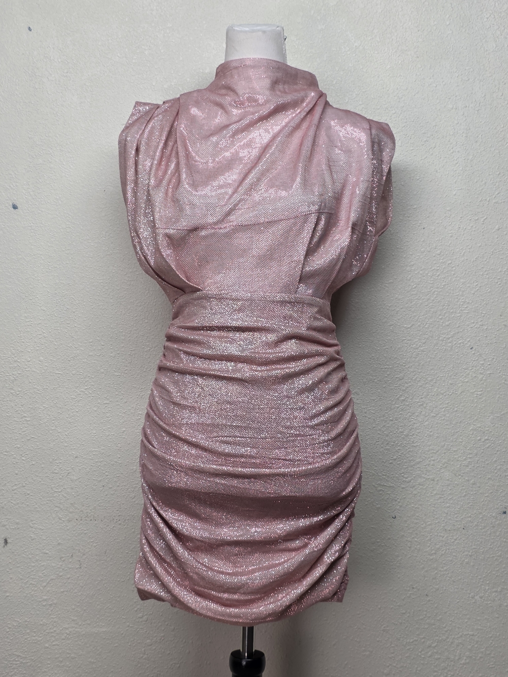 Line & Dot Kaylani Shimmery Light Pink Ruched Mini Dress Size Small
